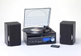 from Lime Shop Steepletone Memphis 5-in-1 Music System - 3 Speed Turntable / CD Player / DAB/Analogue FM Radio / USB/SD MP3 Player / Cassette Player / Vinyl to MP3 / Cassette to MP3 / Radio to MP3 Recorder (Black)