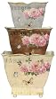 Jardin Decoupage Tin Square Planter Set of 3 - Large = 8.5"x7"H