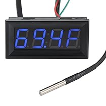 DROK® LED Voltage Fahrenheit Temperature Time Digital Multimeter DC 0-30V 12V/24V Voltmeter Thermometer Clock 3in1 Multi Meter Gauge Panel with 1 Meter/3.28 Feet DS18B20 Temperature Sensor Probe for Car Auto
