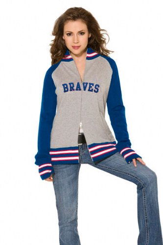 Atlanta Braves Women's Varsity Full Zip Raglan Jacket - by Alyssa Milano