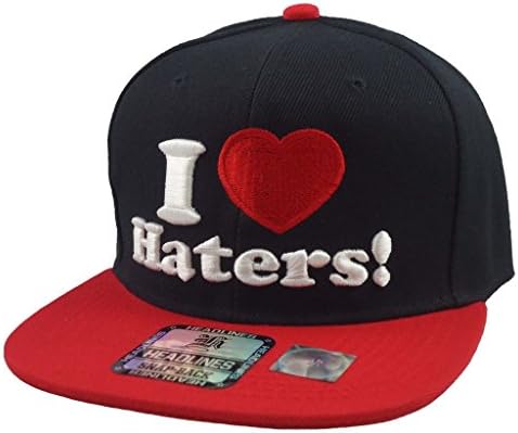NEW FLAT BILL HAT SNAPBACK HIP HOP CAP I Love Haters 3D Many Colors Available <Shade: Black/Red>