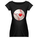 IMAGE OF Artsmith, Inc. Maternity T-Shirt (Dark) I Love Baseball - Black, Small