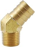 MettleAir 140-12D-1PK 3/4" ID 1/2" NPT Male Barbed Hose/Tubing Fitting 45 degree Elbow Connector, Brass