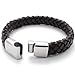 KONOV Brown Leather Mens Bracelet Bangle Stainless Steel Clasp - 8