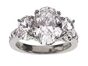 Platinum Oval Cut 3-Stone Diamond Ring (GIA Certified 3.63 ct center, 5.51 cttw, E-F Color, VS1 Clarity), Size 6