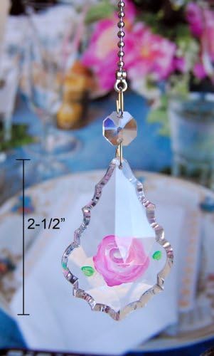 Set of 2 Hand Painted Rose Baroque Leaf Ceiling Lighting Fan Pull Chains