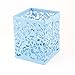 uxcell® Light Blue Hollow Rose Flower Square Metal Pen Pencil Pot Holder Organizer