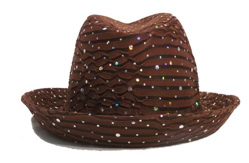 Glitter Sequin Trim Fedora Hat in many colors