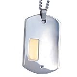 Stainless Steel/14K Diamond Men's Dog Tag Necklace