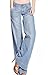 Easy New Retro Fashion womans Lady Casual Wide-leg Denim Jeans Blue Pants