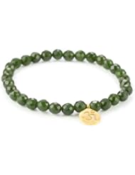 Satya Jewelry Dual Harmony Gold Vermeil Om Jade Stretch Bracelet