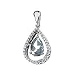 14K White Gold Sky Blue Topaz and Diamond Pendant