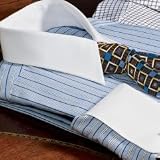 Fine Line Tread Stripe White Collar Dress Shirt