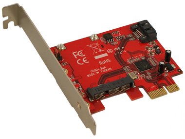 Koutech Dual Channel SATA 6Gb/s PCI Express (x1) with HybridDrive Support (1xInt+1xmSATA) (with both Regular & Low-Profile brackets)