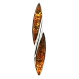 Baltic Cherry Amber Sterling Silver Wave Collection Classic Pin