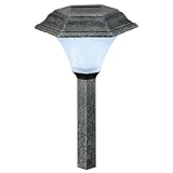 Malibu Solar White Nichia LED Outdoor Plastic Garden Lights, Antique Silver with Faceted Glass Globe 6-Pack #LZ2004AS6