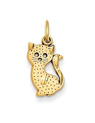 14k Yellow Gold Kitty Cat Charm