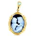 14K Yellow Gold Aquamarine March Birthstone Cameo Pendant