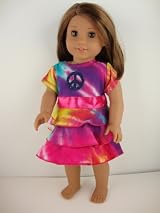A Really Wild Tye Dye Dress with Peace Sign Designed for 18 Inch Doll Like the American Girl Dolls Shoes Sold Separately