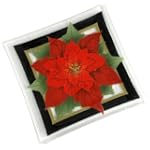 Peggy Karr Red Poinsettia 10-Inch Handmade Art Glass Plate