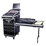 Odyssey FZGS1316WDLX Flight Zone Glide Style Ata Combo Rack With Wheels And Side Table: 13u Top Slant, 16u Vertical