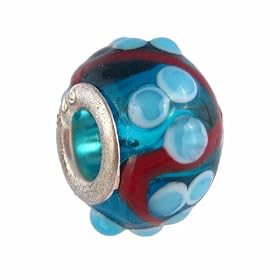 Pandora Style Charm Bead (Z122) Murano Style / Lampwork Glass (14mm x 10mm) (fits Troll too)