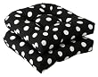 Pack of 2 Outdoor Patio Wicker Chair Seat Cushions - Black & White Polka Dot