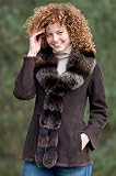 Women's Double Faced Rabbit Coat with Fox
