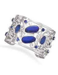 925 Sterling Silver Blue Boulder Opal Cuff Bracelet