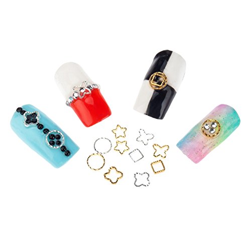50 Metallic Silver Gold Shaped Nail Art Decorations Crystal Jewels Gems By VAGA®