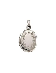 14k White Gold Oval Picture Locket Over 5/8 Inch x 7/8