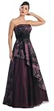 Strapless Printed Dress Long Gown Prom #764 (14, Black/Eggplant)