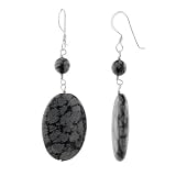 FOJO's Snowflake Obsidian Gemstone Oval Earrings