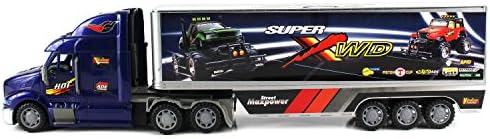 Super XWD Monster Trailer Children's Kid's Friction Toy Truck Ready To Run, Removable Rear Trailer, No Batteries Required (Colors May Vary)