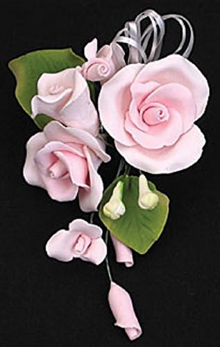 Oasis Supply Gum Paste Decorative Cake Topper - Rose Sprays (Tea Rose Spray - Small - Pink)