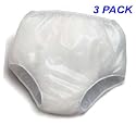 Priva Unisex Waterproof Vinyl Pull on Incontinence Pants 3 Pack (M (26"-34"))
