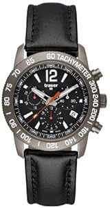Titanium Case Classic Titan Black Dial Chronograph Leather Strap