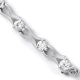 Fashionable Solid Sterling Silver Cubic Zirconia Rhodium Plated 7.25 Bracelet with Large Round Cubic Zirconia Stones