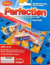 Perfection Real Mini Game Box, Board, and Pieces Keychain by Basic Fun
