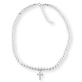 Cross Necklace with White Crystal Pearls Sterling Silver made with SWAROVSKI ELEMENTS