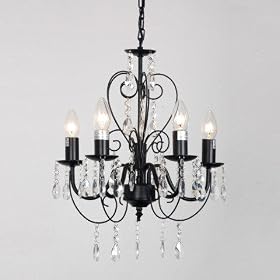 Black Shabby Chic 5 Way Ceiling Light Chandelier