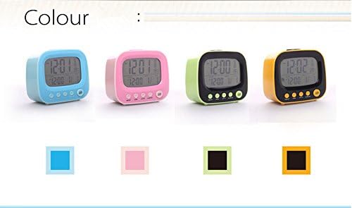 EkitMall Retro TV Alarm Clock Desktop Alarm Clock with Thermometer LED Night Light (BLUE)