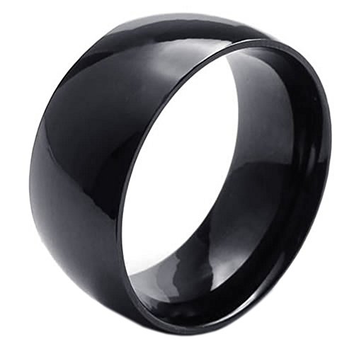 KONOV Mens Stainless Steel Ring, 10mm, Comfort Fit Band, Black