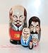 Nesting 6" Doll 5 Matryoshka LENIN/STALIN/MEDVEDEV [Made in Russia. 5 pieces Artist: Abakumov. Height: 6 inches (15 cm); Materials: linden wood, gouache, lacquer] [This amusing matryoshka is like a history lesson in miniature. The first and largest doll is Lenin, the second is his successor, Stalin. The next two dolls are prominent leaders from more recent decades: Gorbachev and Yeltsin. And the very smallest doll is two-sided, featuring both Putin and Medvedev together. An entertaining variation of the classic matryoshka, this little parade of leaders deserves a place on your shelf!] [As all of our nesting dolls, this one is handcrafted in the heart of Russia. It is hand turned from linden wood and then hand painted by a professional nesting doll artist. It is a typical nesting doll, and each smaller piece of the set fits into the next larger one. Each doll is coated with 3-5 layers of crystal clear lacquer. It is a wonderful Russian traditional souvenir. Painted multi-piece "matryoshka" has become the symbol of Russian national art]