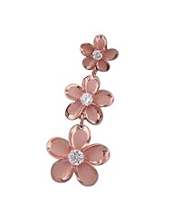 925 Silver Rose Gold Three Plumeria Dangle Pendant Hawaiian Silver Jewelry