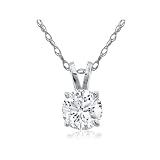 3/8 Carat Solitaire Diamond Pendant in 14K White/Yellow Gold with a 0.37 Carat D-E Color I2 Clarity Round Cut w/ 16 14K gold chain