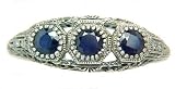 Edwardian Sterling Filigree Sapphire & Diamond Ring