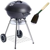 Oxid7 Stahl Barbecue Grill, Kugelgrill, Holzkohlegrill mit Rädern inkl Grillbürste