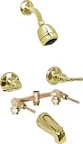 Polished Brass 2 Handle Bathtub Tub Shower Head Faucet