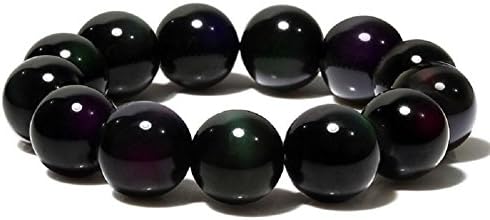 Natural Stone Jewelry 16mm Obsidian Beaded Gemstone Stretch Bracelet for Men
